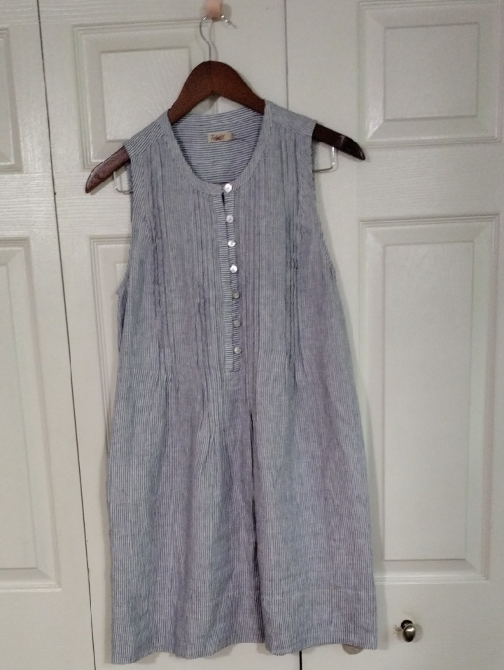 Faherty Sleeveless Blue & White Striped Midi Dress